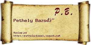 Pethely Bazsó névjegykártya